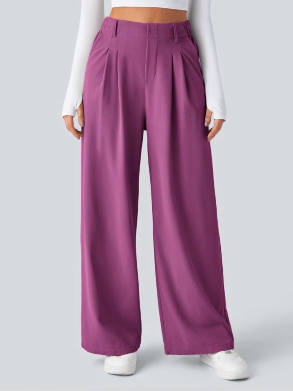 HALARA Wide-Leg Palazzo Pants in Deep Berry